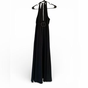 Eva Franco Anthropology Halter Empire Maxi Gown Keyhole Back Goth Vamp Dress